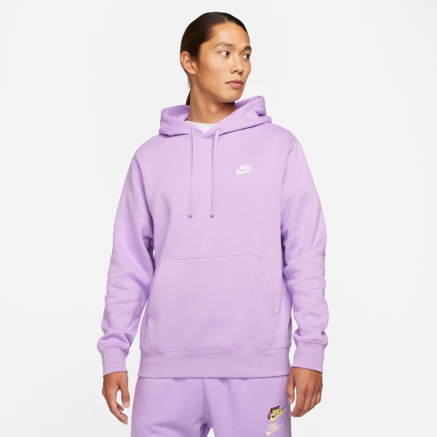 nike hoodie club small logo violet